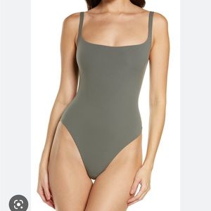 Skims Fits Everybody squire neck bodysuit- colour Juniper